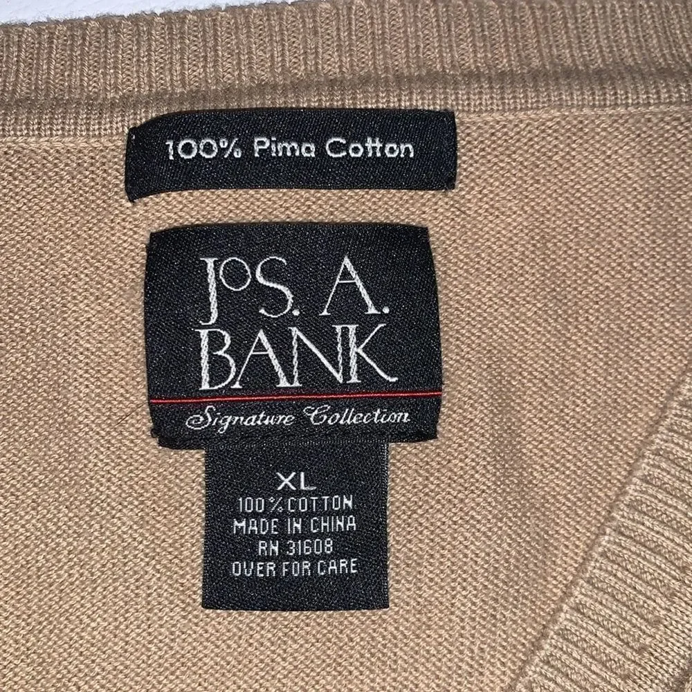 NWT Jos.A.Bank V-Neck Primary Cotton Tan Sweater Men’s Pullover Size XL